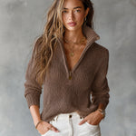 Monica | Chic Elegant Half-Zipper Loose-Fit Breathable Knit Sweater
