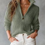 Monica™ | Elegant Half-Zip Knit Sweater