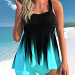High Waisted Tie Dye Tankini Swimwear Tummy Control with Boyshorts Bathing Suit