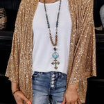 Sequined Plus Size Loose Top Color Jacket