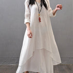 Loose Boho Cotton Maxi Kaftan Dress Layer Casual Long Tunic Dress
