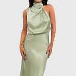 Ava | Glamorous Satin Halter Dress