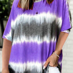 Tie-dye Printed Round Neck Dolman Sleeve Short Sleeve Oversized Top