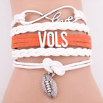 Multi-layered Leather Cord Friendship Bracelet Infinite Love Rugby VOLS Letter Bracelet