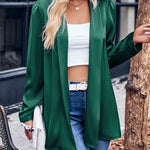 Solid Color Puff-Sleeve Open Blazer Shawl Collar Open Cardigan