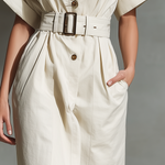 Women's Off-white Cotton Blend Shirt-style Mini Dress