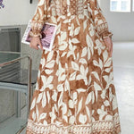 Printed lantern sleeves loose dress
