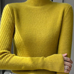 Casual Skinny Long Sleeves Solid Color Half Turtleneck Sweater Tops