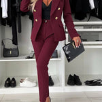 Feeling of Confidence Metal Button Long Sleeve Lapel Blazer