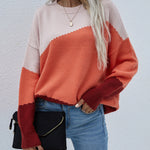 Drop Shoulders Color Block Sweater