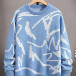 KZZ Men's Knitted Long Sleeve Sweater Crew Neck Graphic Casual Regular Fit Jumper