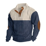 KZZ Men's Color Block Casual Hoodie, Half-Zip Long-Sleeve Sweatshirt