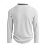 KZZ Men's Long Sleeve Polo Shirt Jacquard Fabric Collared Top