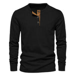KZZ Men's Regular Fit Patchwork Print Half Button Thermal Lined Henry Collar Shirt