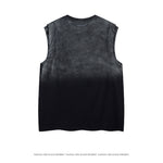 KZZ Men's American Retro-Style Sleeveless Tank Top with Gradient Letter Print