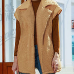 Loose Sleeveless Suit Collar Double-breasted Double-sided Velvet Jacket Vest Coats