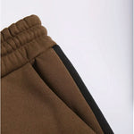 KZZ Men's clothing, two-piece contrasting long sleeved zipper hooded jacket and drawstring pants