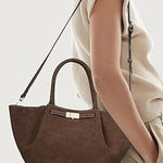 Versatile vintage faux suede tote bag