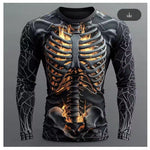 KZZ Men's Halloween 3D Skull Print Long-Sleeve T-Shirt
