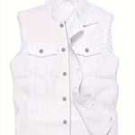 KZZ Men's White Denim Jacket