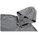 KZZ Men's Washed Half-Zip Hooded Sweatshirt
