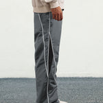 KZZ Men's Letter Patchwork Side Stripe Drawstring Waist Pants