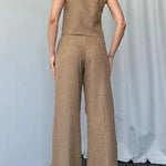 Solid Color Casual Vest Two-piece Set