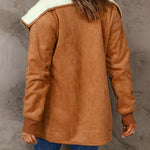 Fleece Long Sleeve Warm Teddy Coat Lapel Cardigan With Pocket