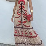 Sexy Vintage Geometric Print Patchwork Sling Dresses