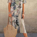 Tunic round neck loose beach maxi dress
