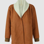 Fleece Long Sleeve Warm Teddy Coat Lapel Cardigan With Pocket