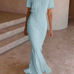 Margovil Short Sleeve Waisted Bodycon Fishtail Dress(6 Colors Available)