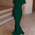 Margovil Short Sleeve Waisted Bodycon Fishtail Dress(6 Colors Available)