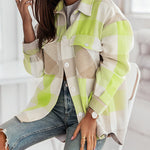 Women Flannel Plaid Light Weight Jacket Shirts Long Sleeve Button Down Shirts Coats