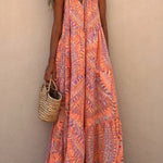 Golden Times Ethnic Print A-line Vacation Maxi Dress