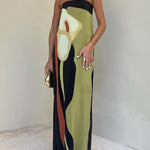 Loose Plus Size Printed Split-Joint Tube Maxi Dresses