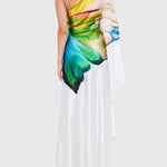 Long Sleeves Loose Asymmetric Flower Print One-Shoulder Maxi Dresses
