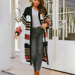 Striped Pattern Longline Cardigan