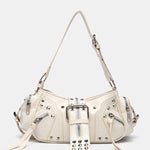 Rivet one-shoulder commuter crossbody motorcycle bag