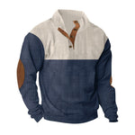 KZZ Men's Color Block Casual Hoodie, Half-Zip Long-Sleeve Sweatshirt