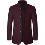 KZZ Men's Solid Color Overcoat, Elegant, Casual, Comfortable Long-Sleeved Button-Down Jacket