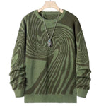 KZZ Men's All Over Print Contrast Binding Sweater