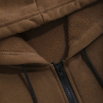 KZZ Men's clothing, two-piece contrasting long sleeved zipper hooded jacket and drawstring pants