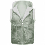 KZZ Men's Color-Block Printed Zip-Up Hooded Vest