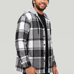 KZZ Men's plaid drawstring hooded sweatshirt