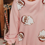 Christmas Claus Sequined Casual Loose Sweatshirt
