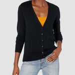 Long Sleeve Choker Top Lightweight Vee Cardigan Sweater