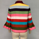 Flared Sleeves Multi-Colored Striped Lapel Jackets Outerwear