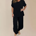 Two Piece Outfits Summer Short Sleeve Shirts and Pants Sets