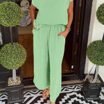 Women's Summer Casual Lightweight V-Neck Two piece Set